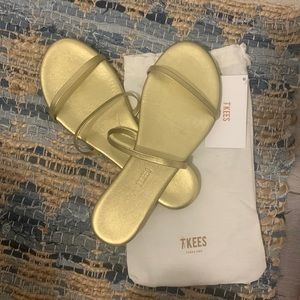 Never been worn TKEES metallic gold sandals